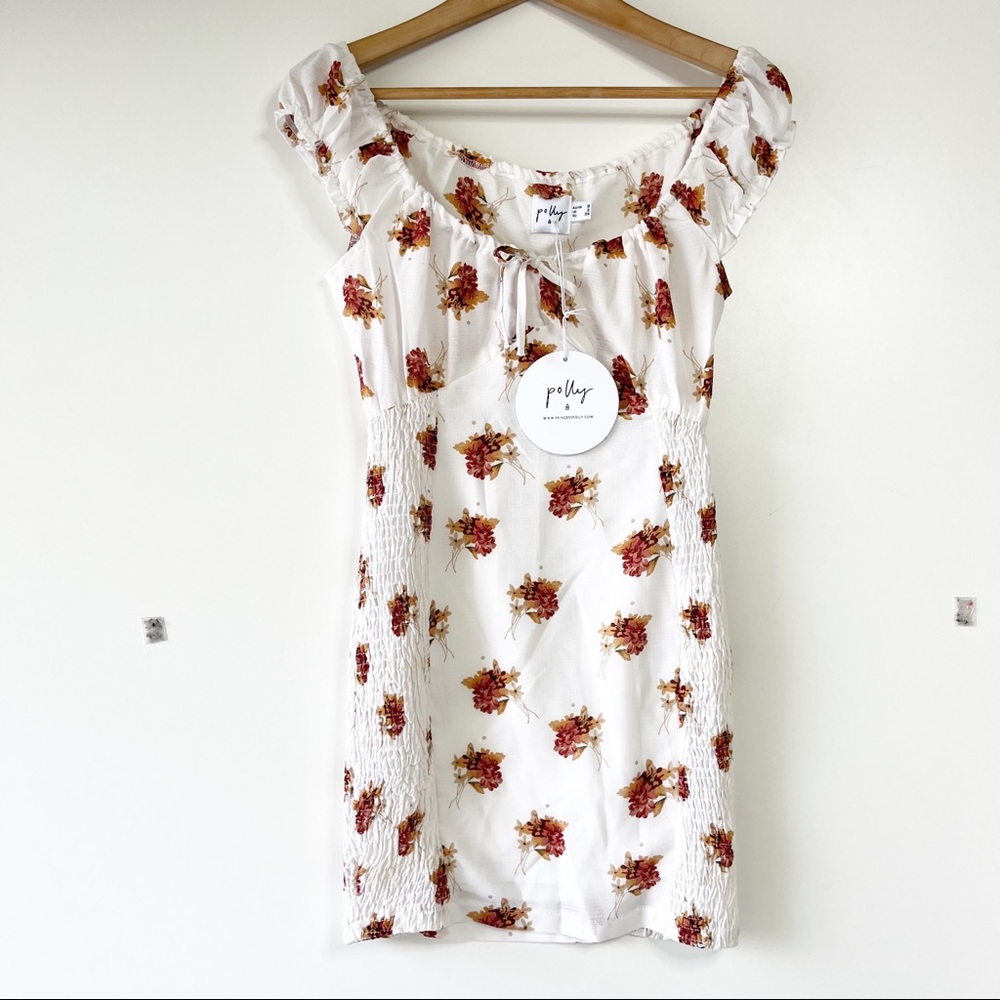 Princess Polly white smocked sides floral print boho mini dress - Picture 6 of 6